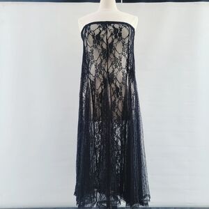 Whimsigoth Dark Cottagecore Size XL Romamtic Black Lace Maxi Skirt Midi Dress